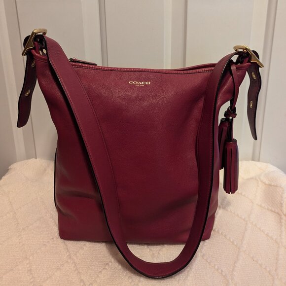 Coach legacy duffel burgundy Red Leather Shoulder strap converts to crossbody - Picture 1 of 15